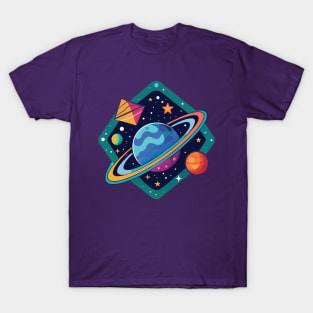 Geometric Saturn in Galaxy T-Shirt